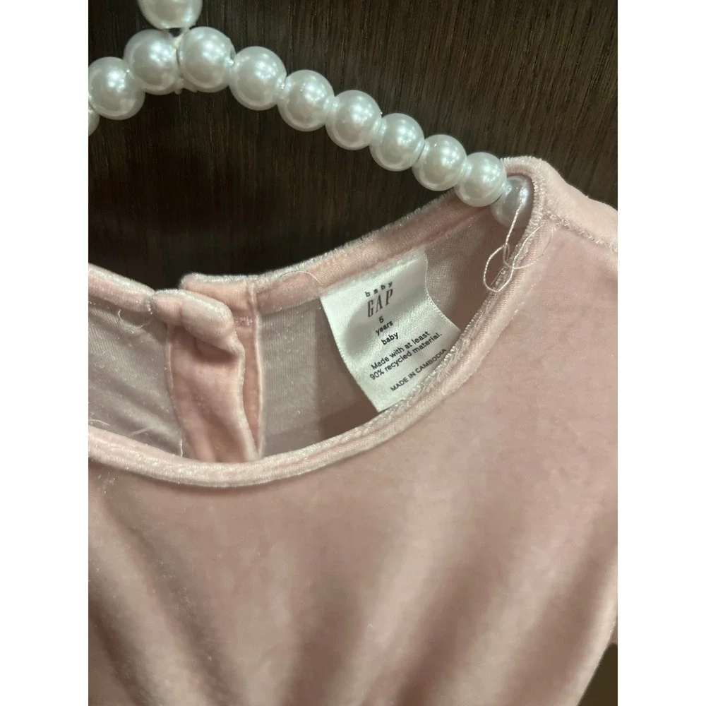 Gap Toddler pink‎ Velour Bow-Sleeve Jumpsuit girls 5